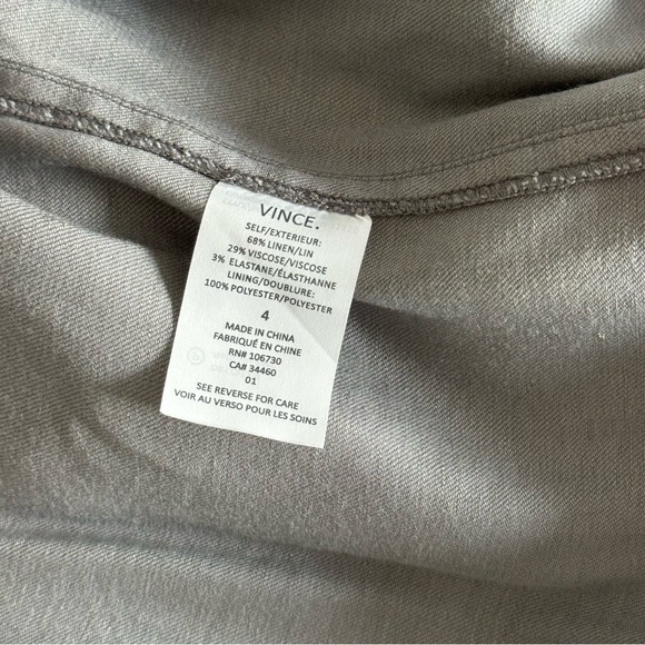 Vince Linen Blend Grey Romper Long sleeve / shorts romper size 4 - Picture 6 of 7